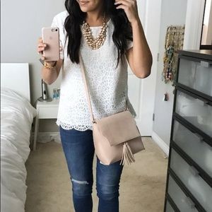 J. Crew White Lace Top